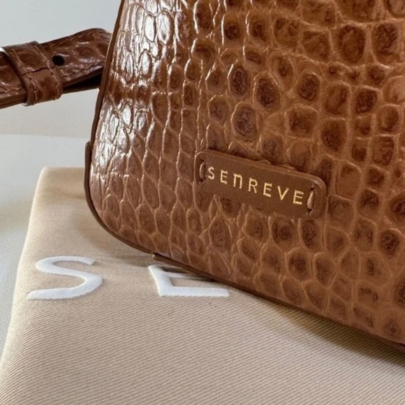 Senreve Midi Maestra Dragon / Chestnut / Gold Leather Top Handle Bag / Backpack - Picture 10 of 14